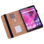 Lenovo Tab M8 (4. generation) 2024 TB-301XU / M8 (4. generation) 2023 TB-300FU, Line-præget læderetui til tablet med stativ, faldsikring og kortpladser