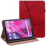 Lenovo Tab M8 (4. generation) 2024 TB-301XU / M8 (4. generation) 2023 TB-300FU, Line-præget læderetui til tablet med stativ, faldsikring og kortpladser