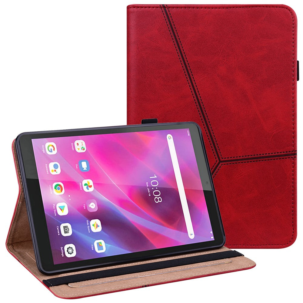 Lenovo Tab M8 (4. generation) 2024 TB-301XU / M8 (4. generation) 2023 TB-300FU, Line-præget læderetui til tablet med stativ, faldsikring og kortpladser