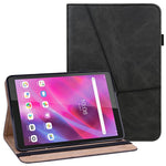 Lenovo Tab M8 (4. generation) 2024 TB-301XU / M8 (4. generation) 2023 TB-300FU, Line-præget læderetui til tablet med stativ, faldsikring og kortpladser
