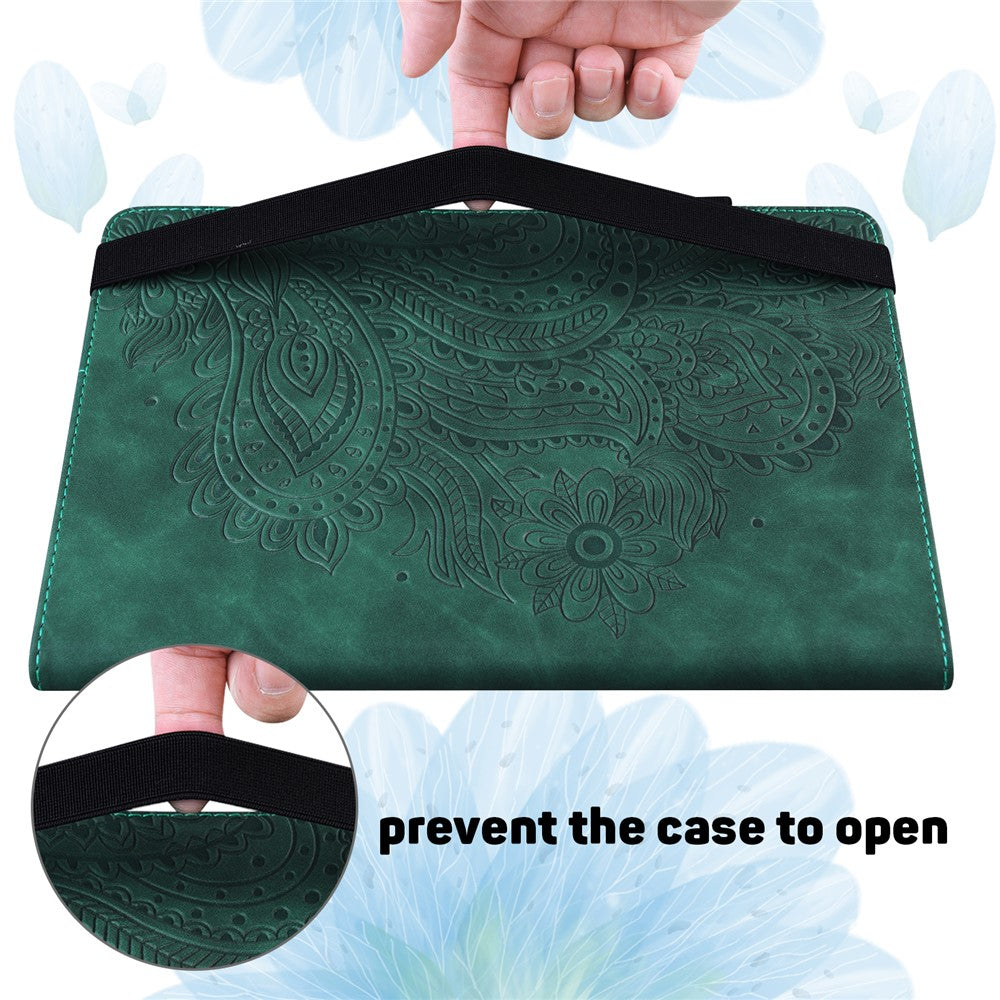 For Lenovo Tab P11 Gen 2 Flower Imprinting Tablet Shell PU Leather Card Holder Drop-proof Stand Case