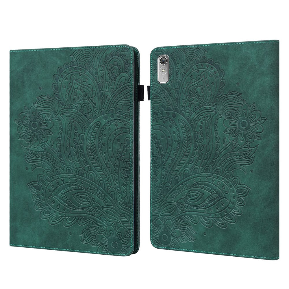 For Lenovo Tab P11 Gen 2 Flower Imprinting Tablet Shell PU Leather Card Holder Drop-proof Stand Case