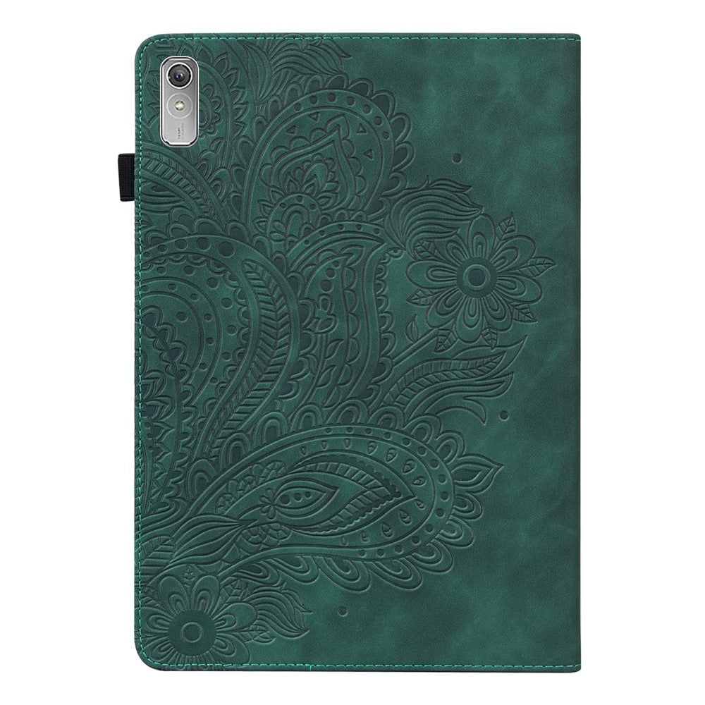 For Lenovo Tab P11 Gen 2 Flower Imprinting Tablet Shell PU Leather Card Holder Drop-proof Stand Case