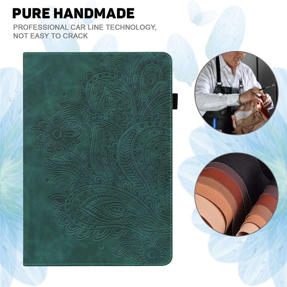 For Lenovo Tab P11 Gen 2 Flower Imprinting Tablet Shell PU Leather Card Holder Drop-proof Stand Case