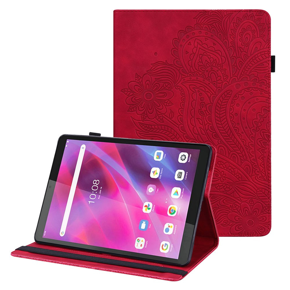 PU-læderetui med blomstermønster og stativ til Lenovo Tab M8 (4. generation) 2024 TB-301XU / M8 (4. generation) 2023 TB-300FU