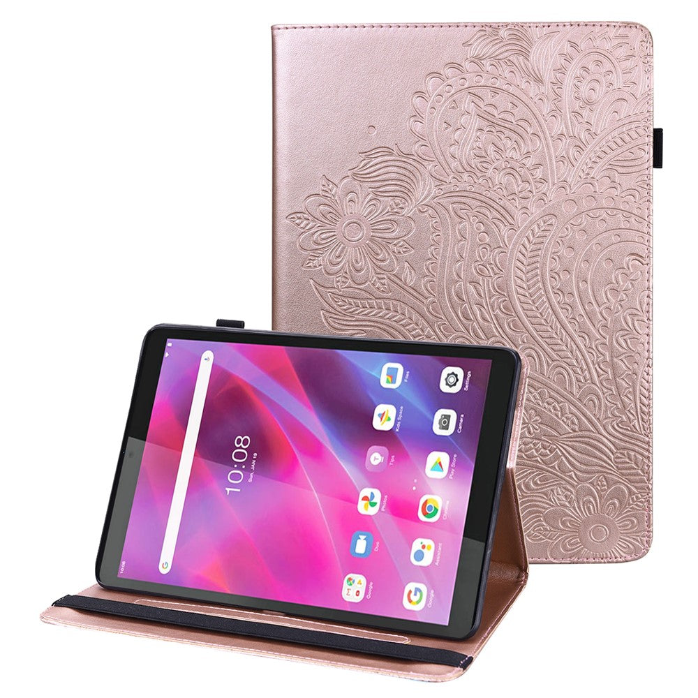 PU-læderetui med blomstermønster og stativ til Lenovo Tab M8 (4. generation) 2024 TB-301XU / M8 (4. generation) 2023 TB-300FU