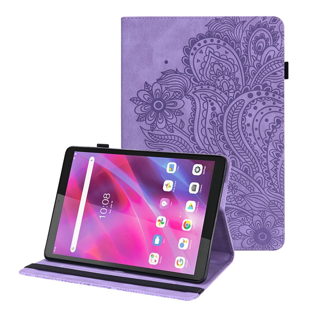 PU-læderetui med blomstermønster og stativ til Lenovo Tab M8 (4. generation) 2024 TB-301XU / M8 (4. generation) 2023 TB-300FU