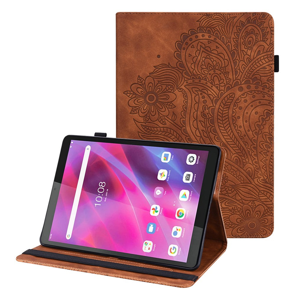 PU-læderetui med blomstermønster og stativ til Lenovo Tab M8 (4. generation) 2024 TB-301XU / M8 (4. generation) 2023 TB-300FU
