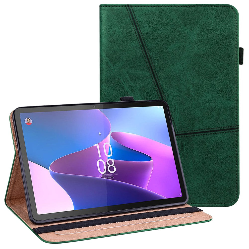 Surfplattafodral med kortplatser för Lenovo Tab P11 Gen 2 Line Printed Leather Protective Surfplattafodral med stativ