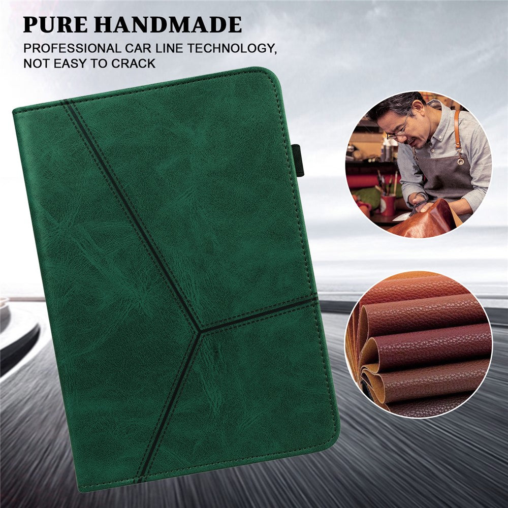Surfplattafodral med kortplatser för Lenovo Tab P11 Gen 2 Line Printed Leather Protective Surfplattafodral med stativ