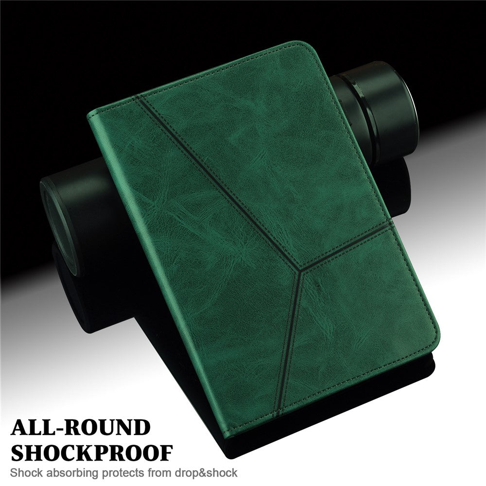 Surfplattafodral med kortplatser för Lenovo Tab P11 Gen 2 Line Printed Leather Protective Surfplattafodral med stativ