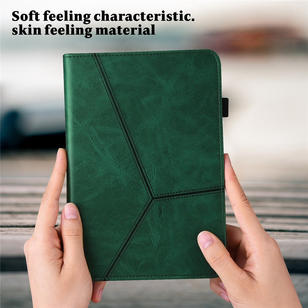 Surfplattafodral med kortplatser för Lenovo Tab P11 Gen 2 Line Printed Leather Protective Surfplattafodral med stativ