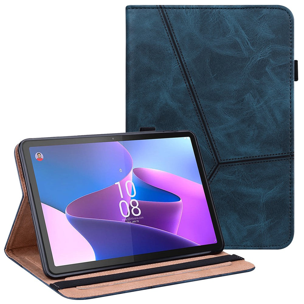 Surfplattafodral med kortplatser för Lenovo Tab P11 Gen 2 Line Printed Leather Protective Surfplattafodral med stativ