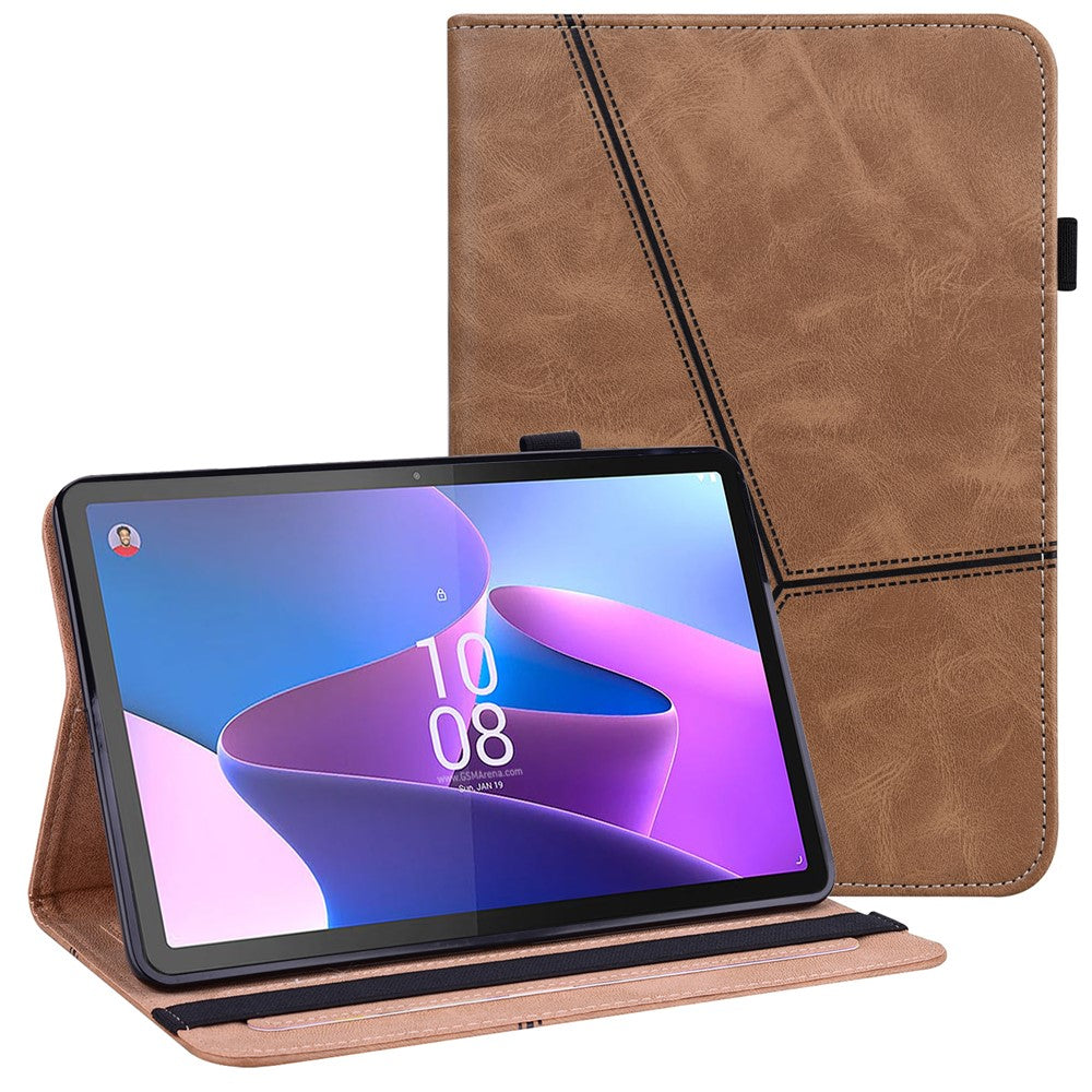 Surfplattafodral med kortplatser för Lenovo Tab P11 Gen 2 Line Printed Leather Protective Surfplattafodral med stativ