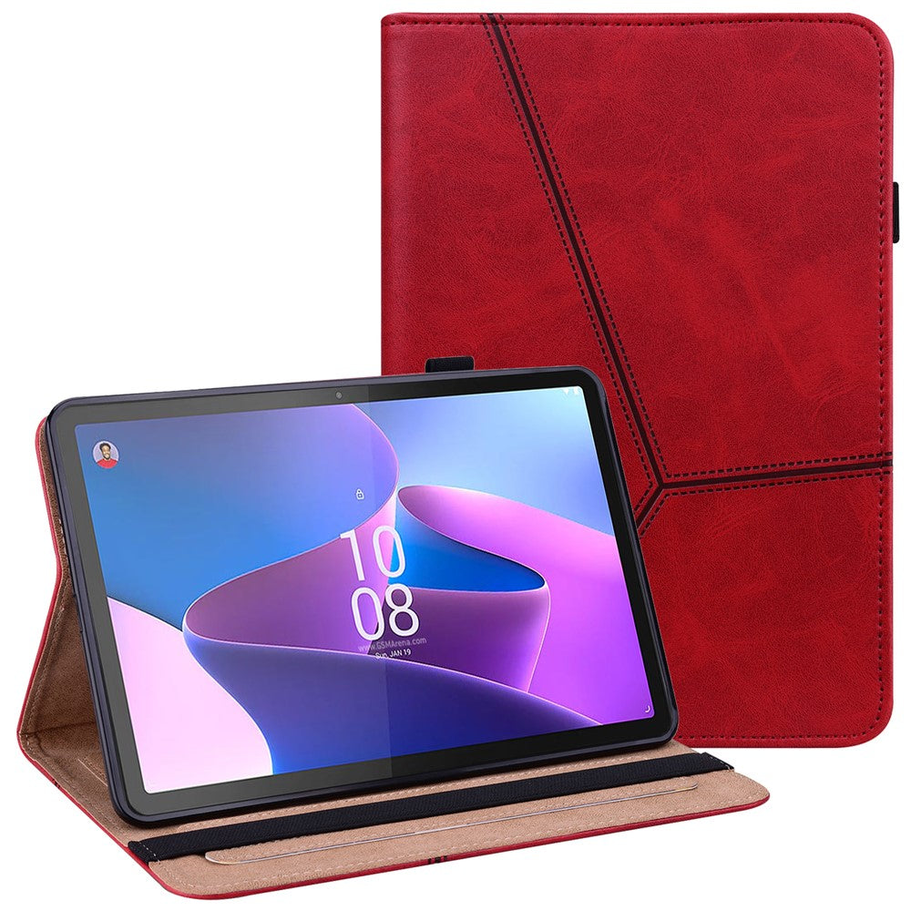 Surfplattafodral med kortplatser för Lenovo Tab P11 Gen 2 Line Printed Leather Protective Surfplattafodral med stativ