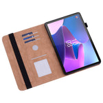 Leather Tablet Case for Lenovo Tab P11 Pro Gen 2 , Line Imprinted Anti-drop Tablet Cover Stand Card Holder