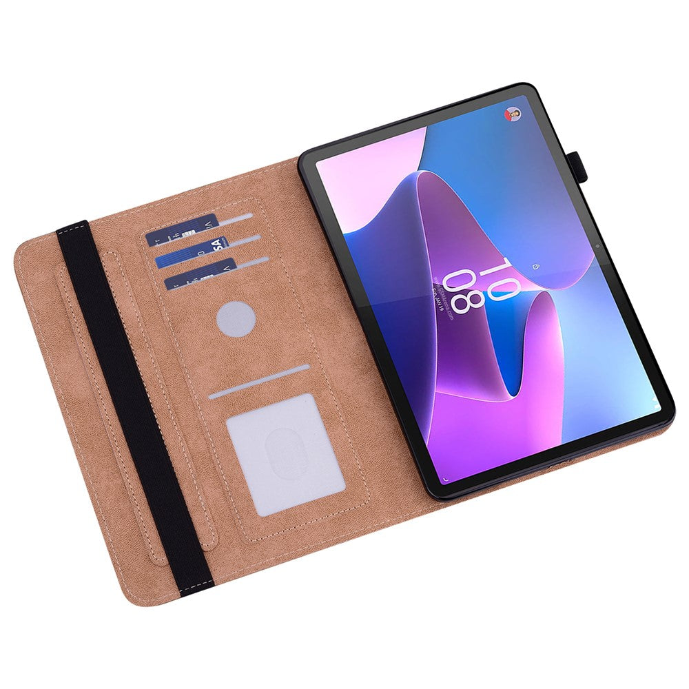Leather Tablet Case for Lenovo Tab P11 Pro Gen 2 , Line Imprinted Anti-drop Tablet Cover Stand Card Holder