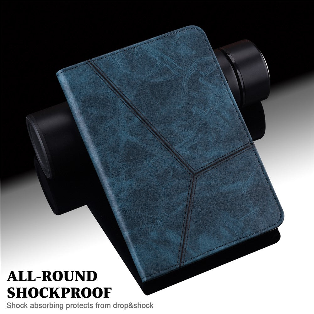 Leather Tablet Case for Lenovo Tab P11 Pro Gen 2 , Line Imprinted Anti-drop Tablet Cover Stand Card Holder