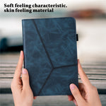 Leather Tablet Case for Lenovo Tab P11 Pro Gen 2 , Line Imprinted Anti-drop Tablet Cover Stand Card Holder