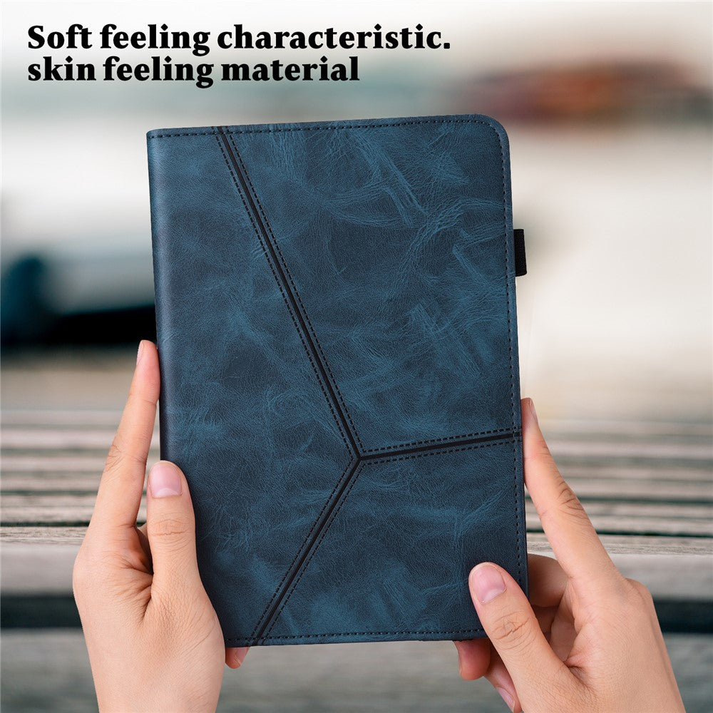 Leather Tablet Case for Lenovo Tab P11 Pro Gen 2 , Line Imprinted Anti-drop Tablet Cover Stand Card Holder