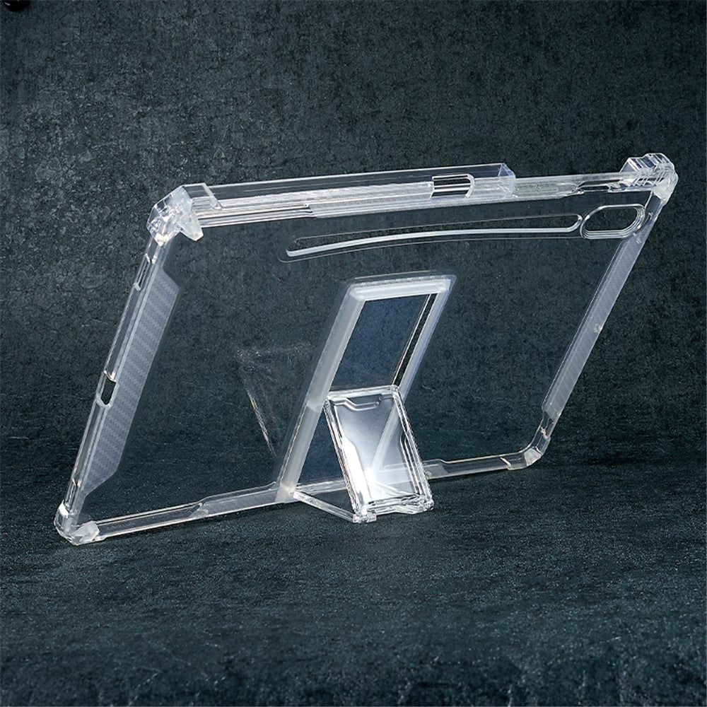 Til Samsung Galaxy Tab S8 / S7 Gennemsigtig TPU Bagcover Dropsikkert Tabletcover med Støttefod