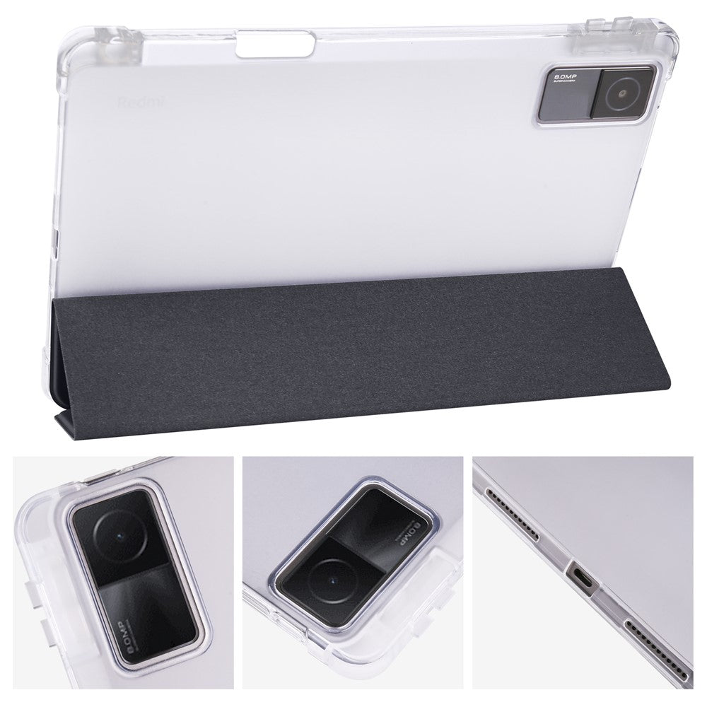 For Xiaomi Redmi Pad Pen Slot Design Tri-fold Stand PU Leather+TPU Protective Tablet Case