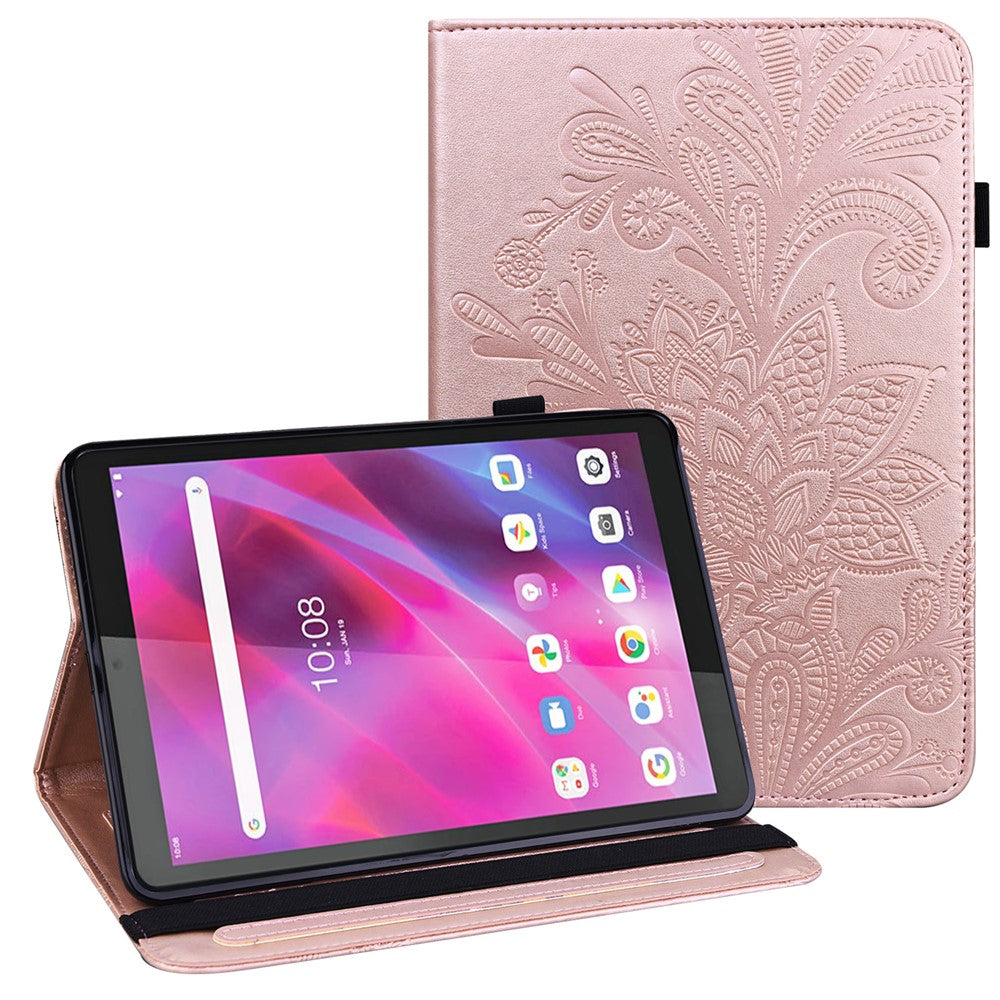 Lenovo Tab M8 (4:e generationen) 2024 TB-301XU / M8 (4:e generationen) 2023 TB-300FU PU-läderfodral för surfplattor med blommönster, plånbok för surfplattor