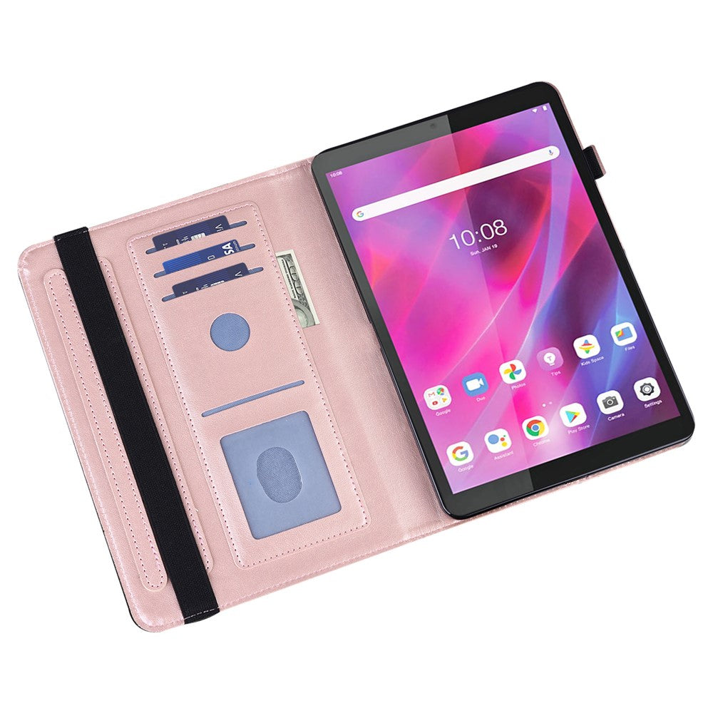 Lenovo Tab M8 (4:e generationen) 2024 TB-301XU / M8 (4:e generationen) 2023 TB-300FU PU-läderfodral för surfplattor med blommönster, plånbok för surfplattor