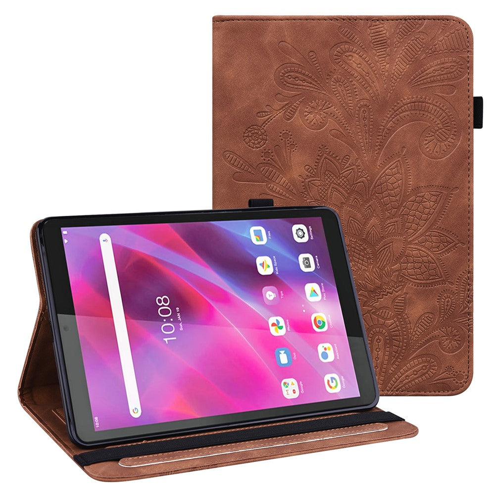 Lenovo Tab M8 (4:e generationen) 2024 TB-301XU / M8 (4:e generationen) 2023 TB-300FU PU-läderfodral för surfplattor med blommönster, plånbok för surfplattor