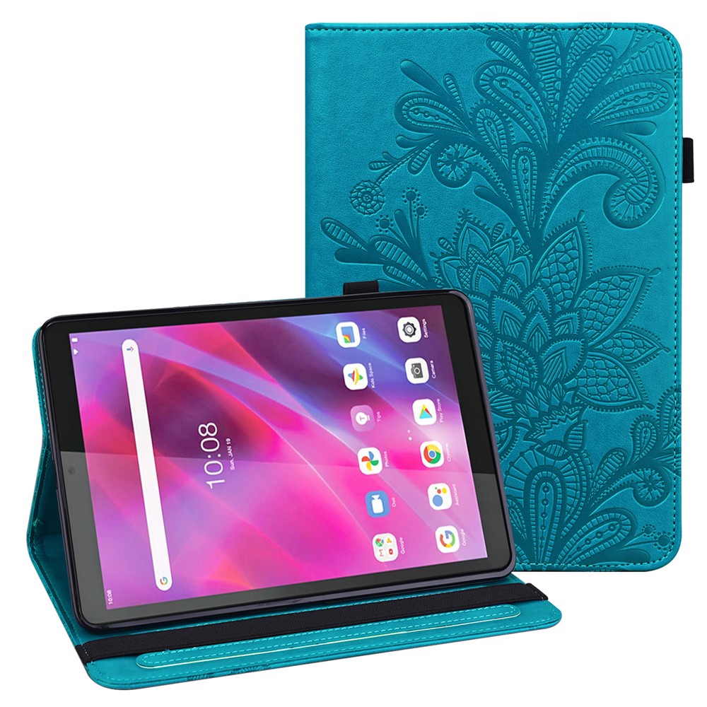 Lenovo Tab M8 (4:e generationen) 2024 TB-301XU / M8 (4:e generationen) 2023 TB-300FU PU-läderfodral för surfplattor med blommönster, plånbok för surfplattor