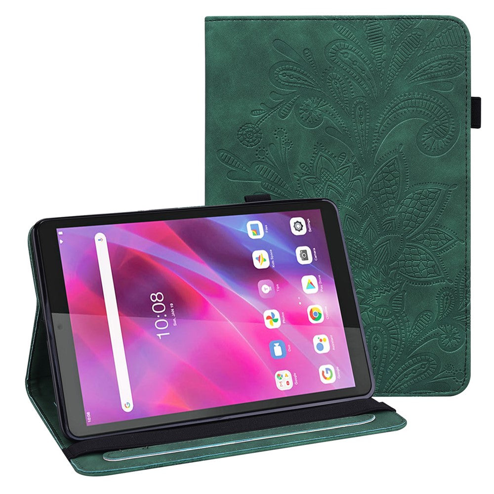 Lenovo Tab M8 (4:e generationen) 2024 TB-301XU / M8 (4:e generationen) 2023 TB-300FU PU-läderfodral för surfplattor med blommönster, plånbok för surfplattor