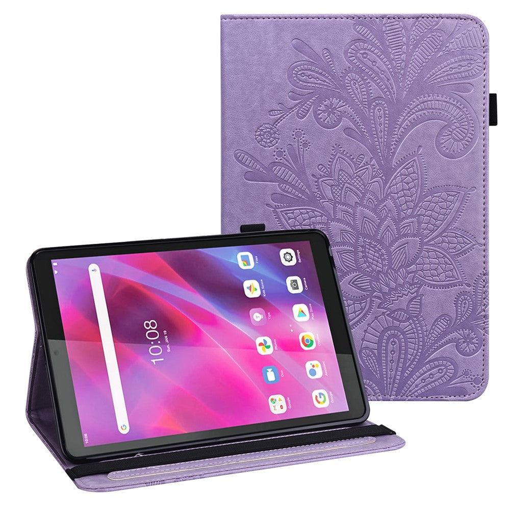 Lenovo Tab M8 (4:e generationen) 2024 TB-301XU / M8 (4:e generationen) 2023 TB-300FU PU-läderfodral för surfplattor med blommönster, plånbok för surfplattor