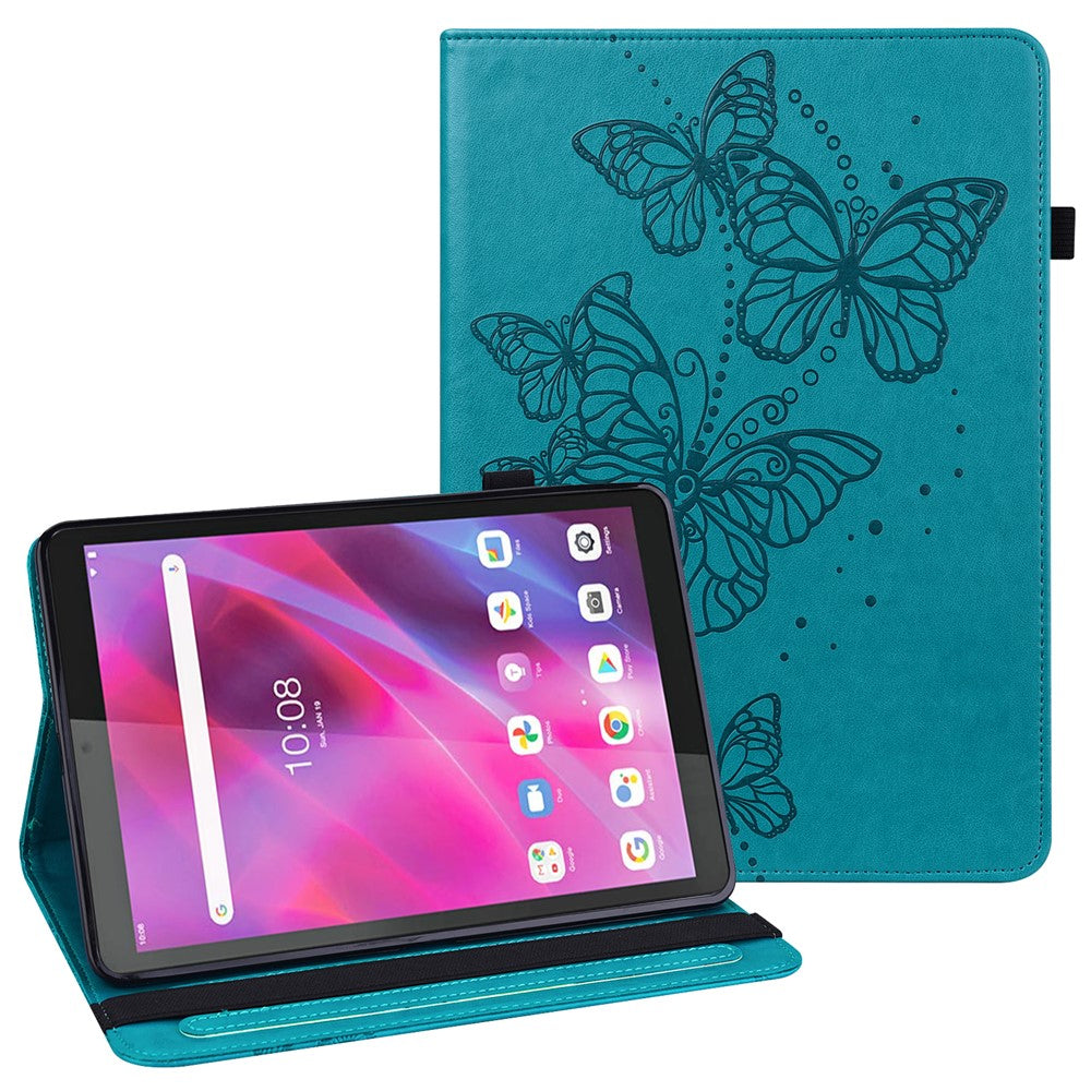 Læderetui med sommerfuglemønster, kortholder og stativ til Lenovo Tab M8 (4. generation) 2024 TB-301XU / M8 (4. generation) 2023 TB-300FU