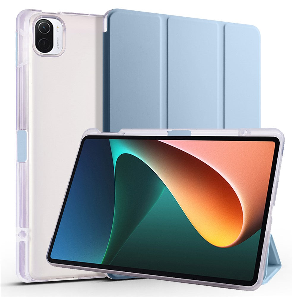 For Xiaomi Pad 5 / Pad 5 Pro Case Tri-Fold Stand Tablet PU Leather Cover Protective Case with Pencil Slot