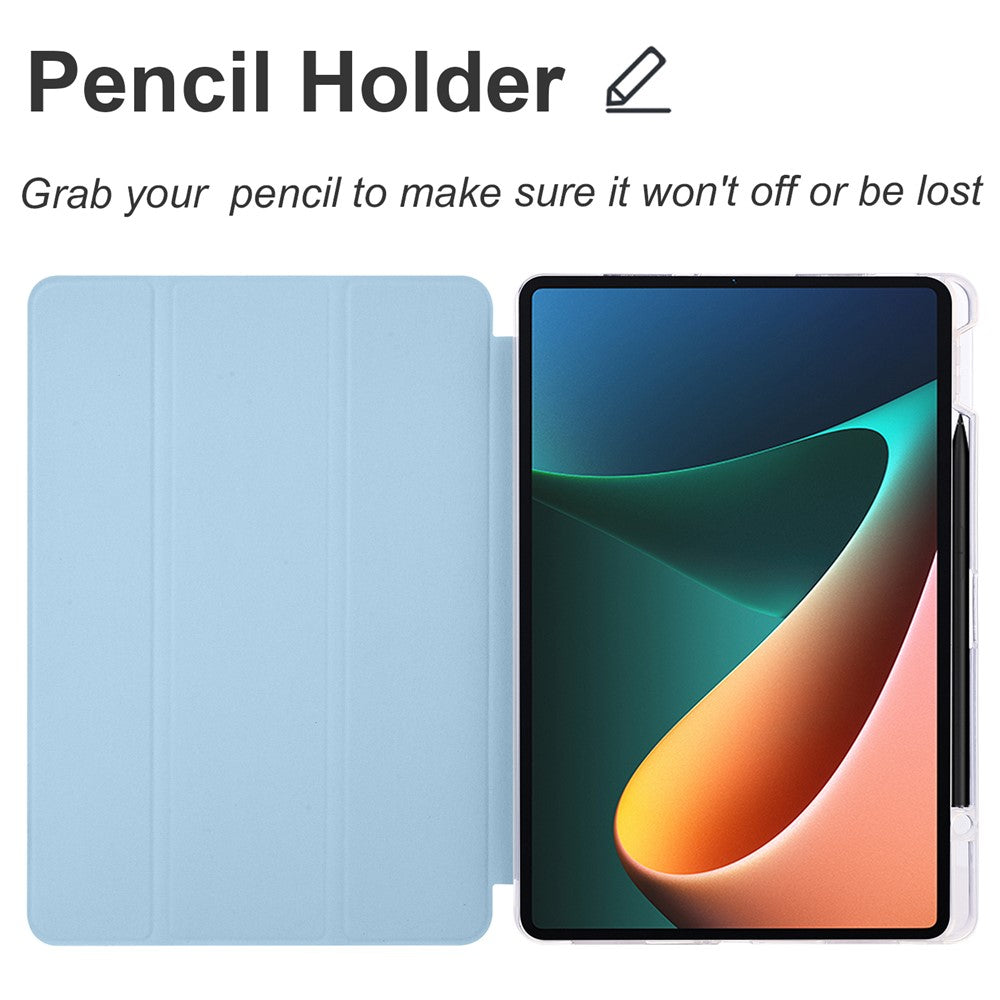 For Xiaomi Pad 5 / Pad 5 Pro Case Tri-Fold Stand Tablet PU Leather Cover Protective Case with Pencil Slot