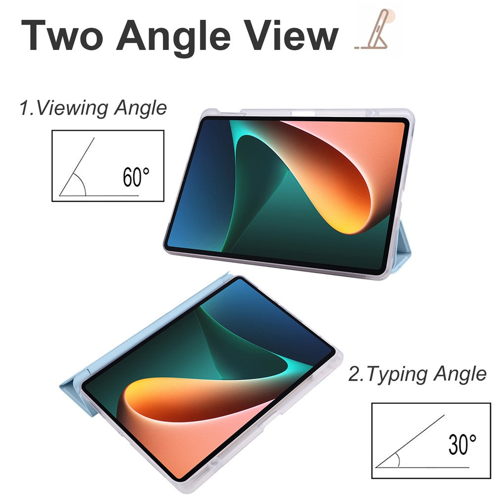 For Xiaomi Pad 5 / Pad 5 Pro Case Tri-Fold Stand Tablet PU Leather Cover Protective Case with Pencil Slot