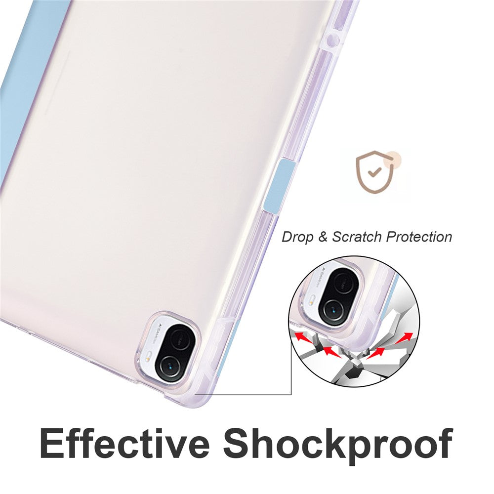 For Xiaomi Pad 5 / Pad 5 Pro Case Tri-Fold Stand Tablet PU Leather Cover Protective Case with Pencil Slot