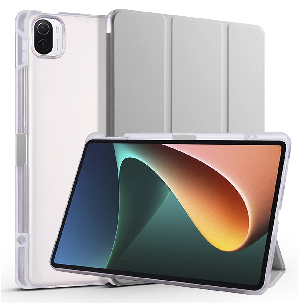For Xiaomi Pad 5 / Pad 5 Pro Case Tri-Fold Stand Tablet PU Leather Cover Protective Case with Pencil Slot