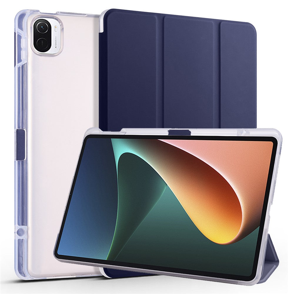 For Xiaomi Pad 5 / Pad 5 Pro Case Tri-Fold Stand Tablet PU Leather Cover Protective Case with Pencil Slot