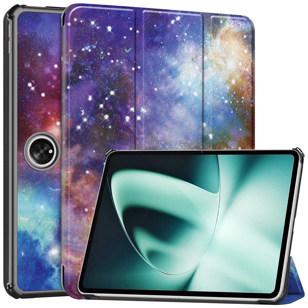 Pattern Printing Tablet Case for OnePlus Pad PU Leather Tri-fold Stand Anti-drop Tablet Cover