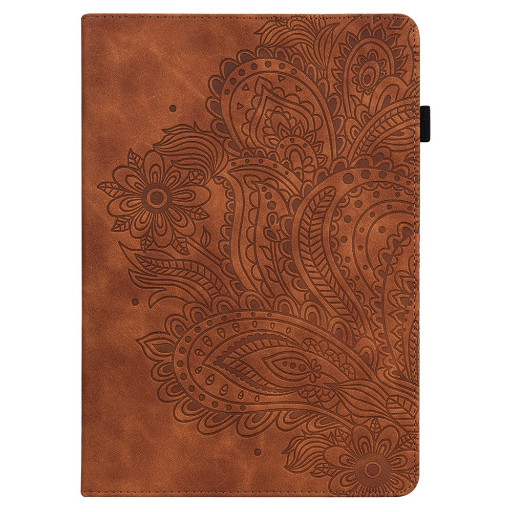 For Lenovo Tab M9 TB-310FU Flip PU Leather Cover Flower Imprinting Stand Card Holder Tablet Case