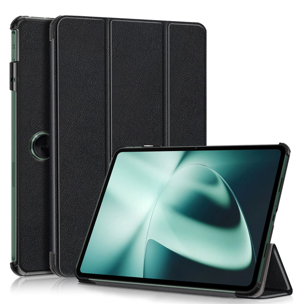 Leather Tablet Case for OnePlus Pad / Oppo Pad 2 Tri-fold Stand Tablet Cover with Auto Wake / Sleep