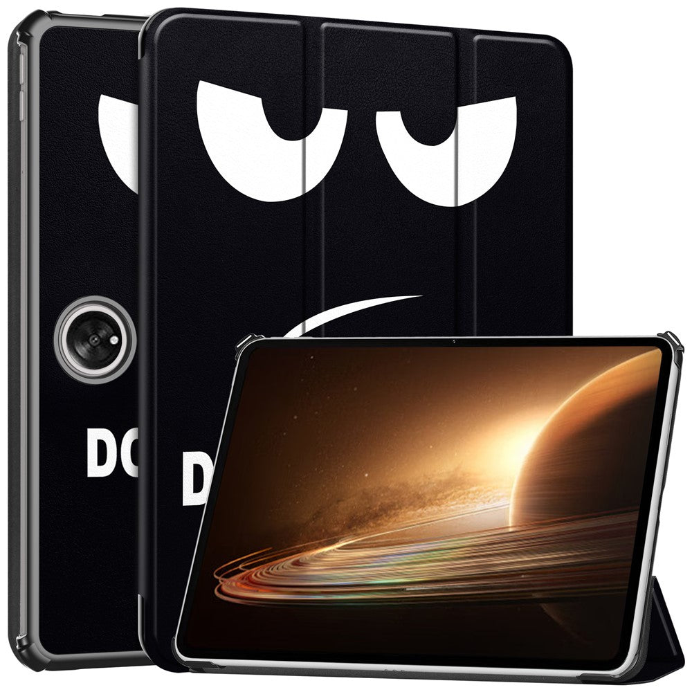 Trifold Stand Smart Case for Oppo Pad 2 , PU Leather Pattern Printing Folio Cover