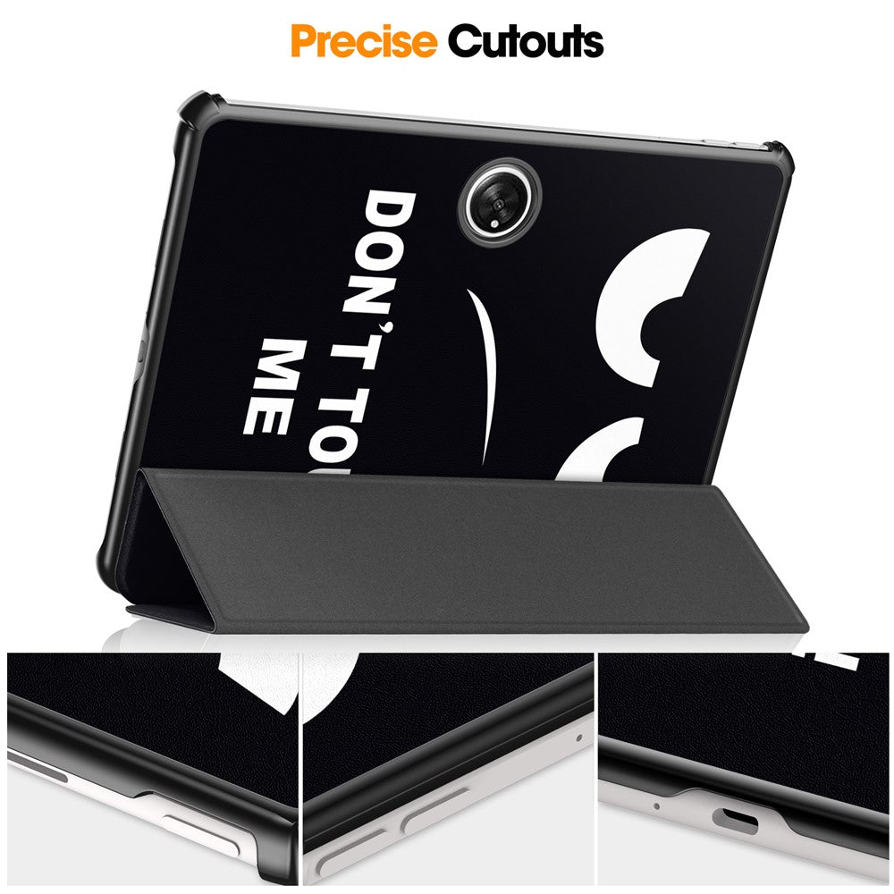 Trifold Stand Smart Case for Oppo Pad 2 , PU Leather Pattern Printing Folio Cover
