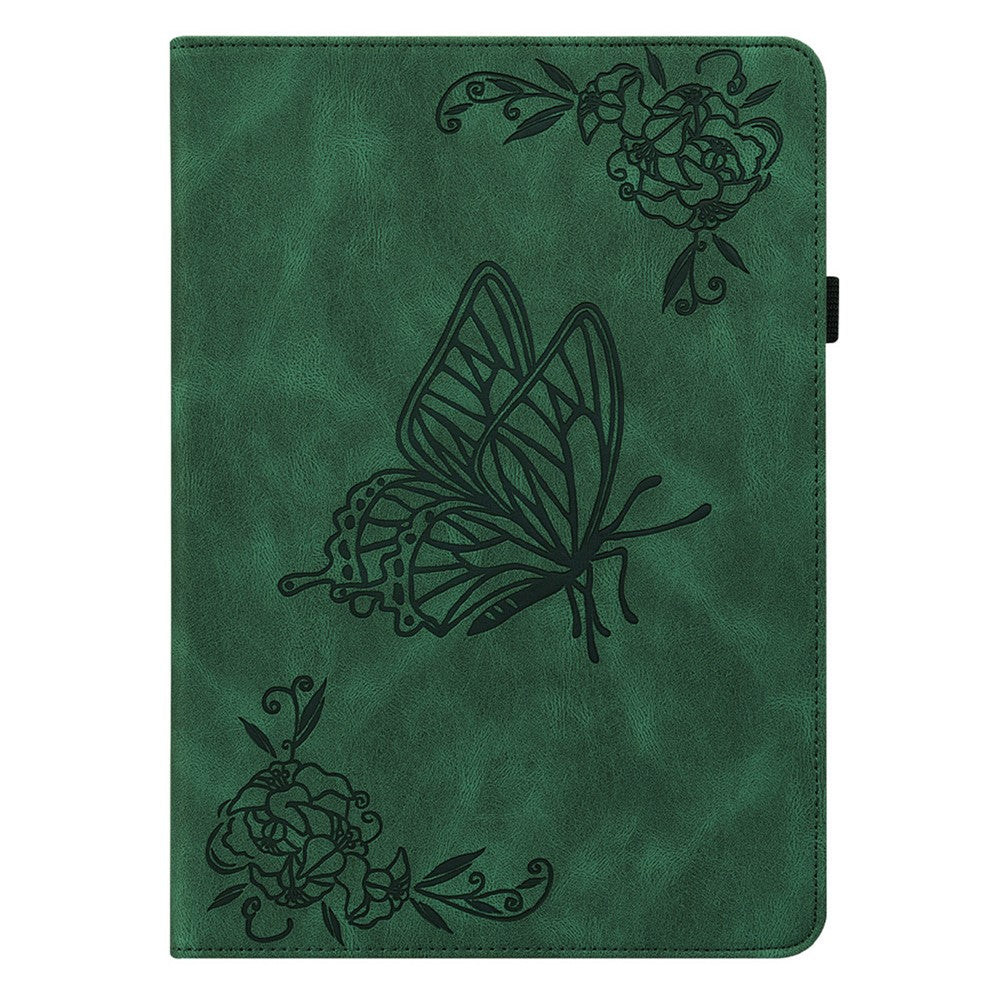 For Lenovo Tab M9 TB-310FU Imprinted Butterfly Flower PU Leather Card Holder Stand Tablet Case with Pen Loop