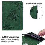For Lenovo Tab M9 TB-310FU Imprinted Butterfly Flower PU Leather Card Holder Stand Tablet Case with Pen Loop