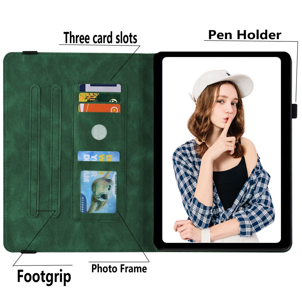 For Lenovo Tab M9 TB-310FU Imprinted Butterfly Flower PU Leather Card Holder Stand Tablet Case with Pen Loop