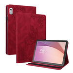For Lenovo Tab M9 TB-310FU Imprinted Butterfly Flower PU Leather Card Holder Stand Tablet Case with Pen Loop
