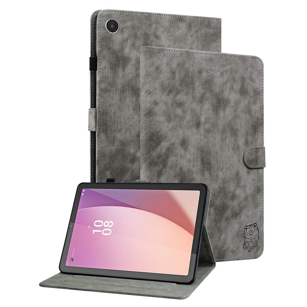 For Lenovo Tab M8 (4th Gen) 2024 TB-301XU / M8 (4th Gen) 2023 TB-300FU PU Leather Tablet Case Cute Tiger Pattern Stand Cover