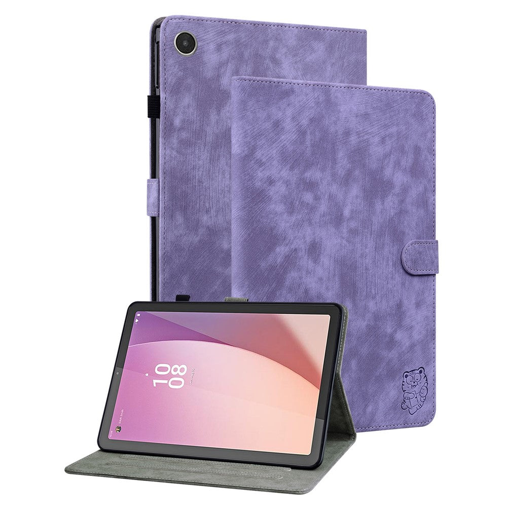 For Lenovo Tab M8 (4th Gen) 2024 TB-301XU / M8 (4th Gen) 2023 TB-300FU PU Leather Tablet Case Cute Tiger Pattern Stand Cover